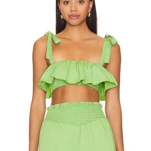 Camila Coelho Bright Green Hook-and-Eye Crop Top